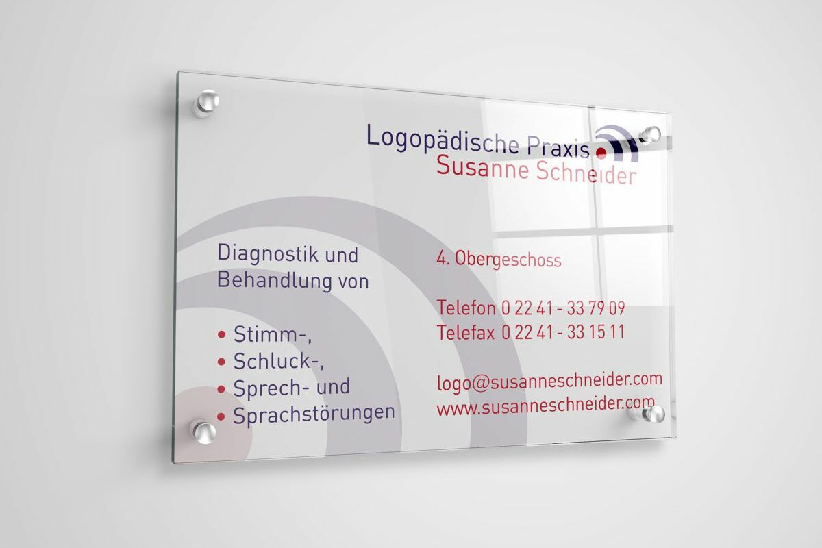 Werbeschild Logopädische Praxis Schneider